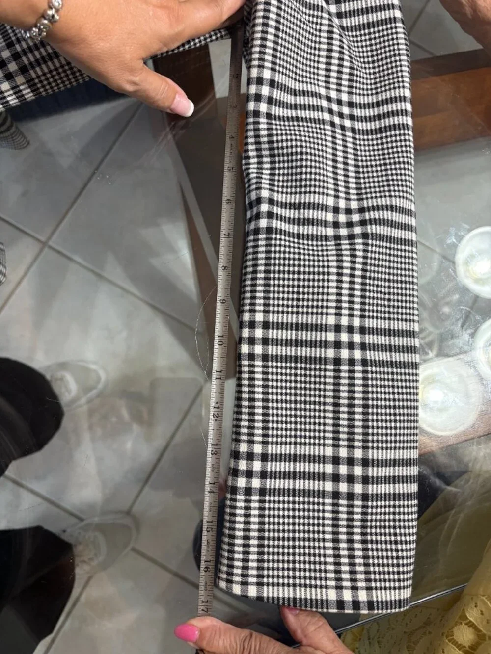 Carolina Belle Montreal Plaid White/Black Modern collar coat Large